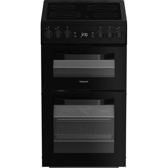 Hotpoint Hotpoint HDE5VDCB 50cm Electric Double Cooker with Ceramic Hob - Black