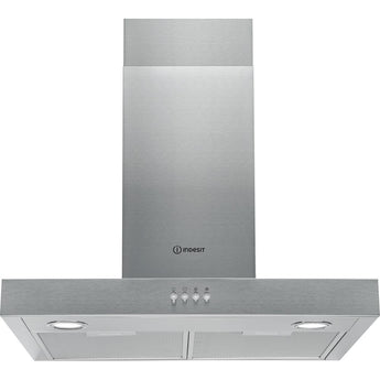 Indesit 60CM T-Box Hood - Button Control - Stainless Steel With Dishwashable Aluminium Grease Filter - 57 / 65 Db