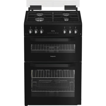 Hotpoint Hotpoint HTG6GDCB1 60cm Gas Twin Cooker with Glass Lid - Black