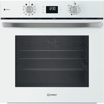 Indesit Turn&Go Steam Single Fan Oven - Eco Cleaning - Multifunction 8 - 71L With 2 Dial, Digital Display Timer And A Energy 